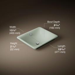 Kohler Iron Plains 18-1/2'' rectangular vessel bathroom sink - Aspen Exterior With Aspen Interior - image 3