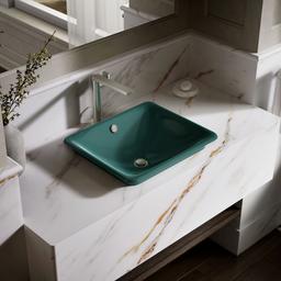 Kohler Iron Plains 18-1/2'' rectangular vessel bathroom sink - Teal Exterior With Teal Interior - image 2