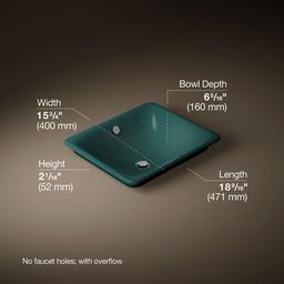 Kohler Iron Plains 18-1/2'' rectangular vessel bathroom sink - Teal Exterior With Teal Interior - image 3