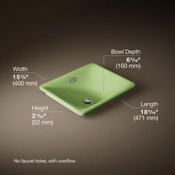 Kohler Iron Plains 18-1/2'' rectangular vessel bathroom sink - Fresh Green Exterior With Fresh Green Interior - image 3