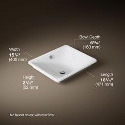 Kohler Iron Plains 18-1/2'' rectangular vessel bathroom sink - White - image 3