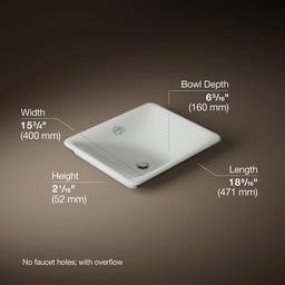 Kohler Iron Plains 18-1/2'' rectangular vessel bathroom sink - Sea Salt - image 3