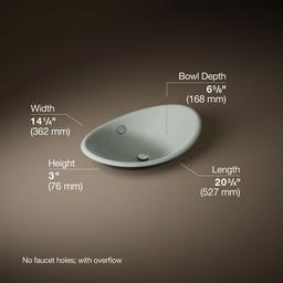Kohler Iron Plains 20-3/4'' oval vessel bathroom sink - Sea Salt - image 3
