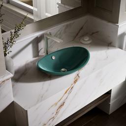 Kohler Iron Plains 20-3/4'' oval vessel bathroom sink - Teal Exterior With Teal Interior - image 2