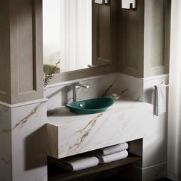 Kohler Iron Plains 20-3/4'' oval vessel bathroom sink - Teal Exterior With Teal Interior - image 4