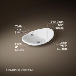 Kohler Iron Plains 20-3/4'' oval vessel bathroom sink - White - image 3