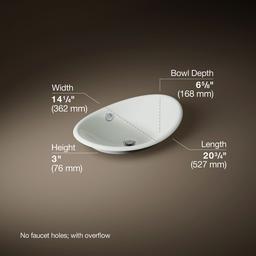 Kohler Iron Plains 20-3/4'' oval vessel bathroom sink - Sea Salt - image 2