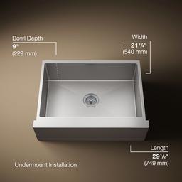 Kohler Strive 29-1/2'' undermount single-bowl farmhouse kitchen sink - Stainless Steel - image 3