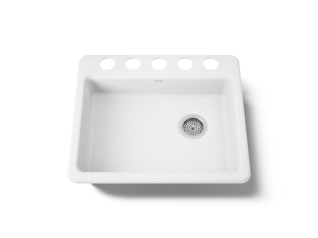 Kohler Riverby 25'' undermount single-bowl kitchen sink - White by Kohler
