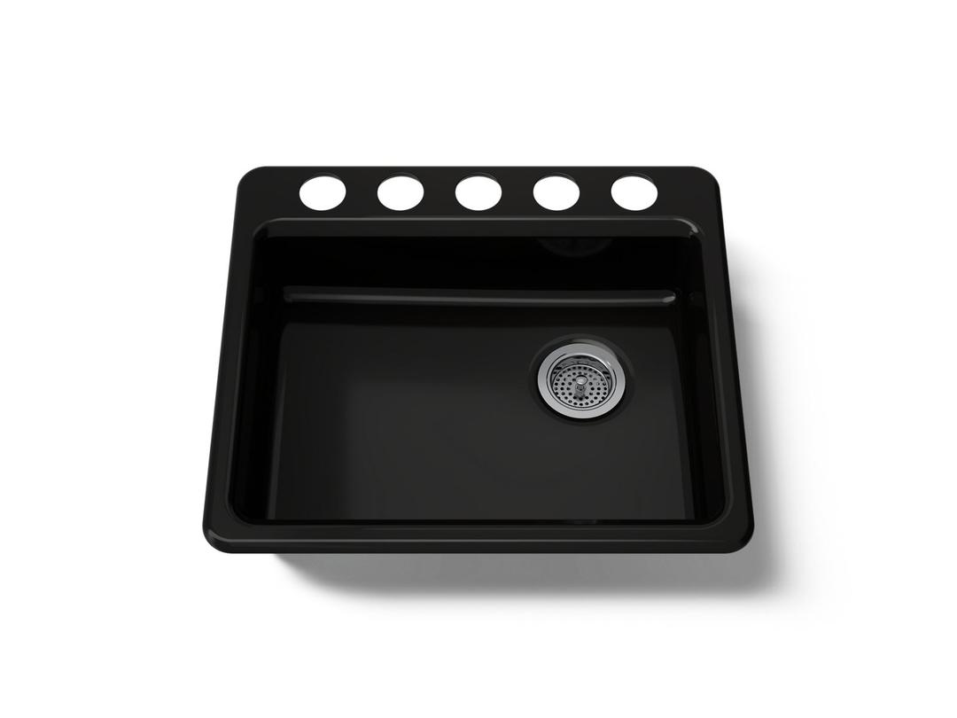 Kohler Riverby 25'' undermount single-bowl kitchen sink - Black by Kohler