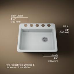 Kohler Riverby 25'' undermount single-bowl kitchen sink - Ice Grey - image 3