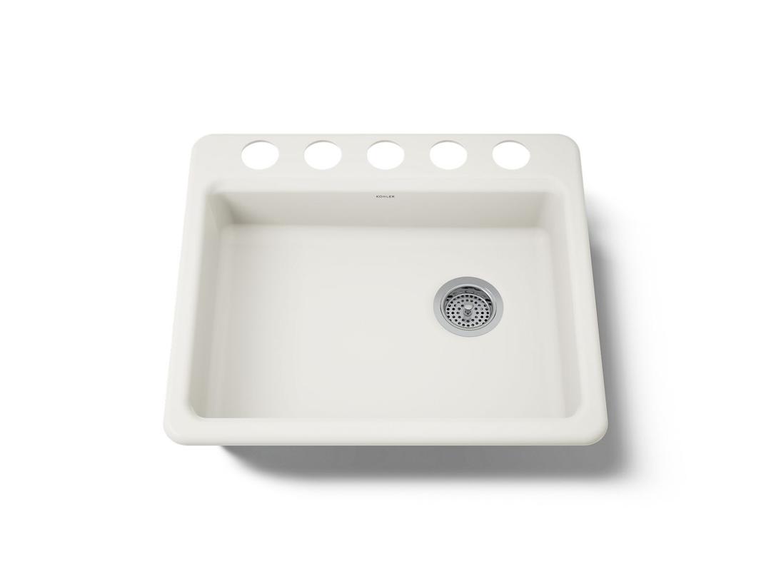 Kohler Riverby 25'' undermount single-bowl kitchen sink - Biscuit by Kohler
