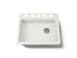 Kohler Riverby 25'' undermount single-bowl kitchen sink - Biscuit - image 1