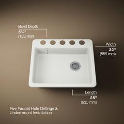Kohler Riverby 25'' undermount single-bowl kitchen sink - Dune - image 3