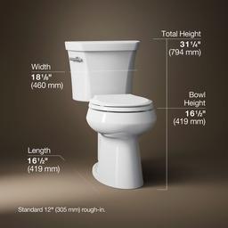 Kohler Highline Two-piece round-front toilet, 1.28 gpf - White - image 3