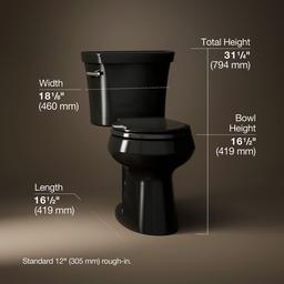 Kohler Highline Two-piece round-front toilet, 1.28 gpf - Black - image 3