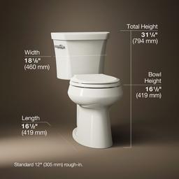 Kohler Highline Two-piece round-front toilet, 1.28 gpf - Biscuit - image 3