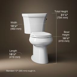 Kohler Highline Two-piece round-front toilet, 1.28 gpf - White - image 3