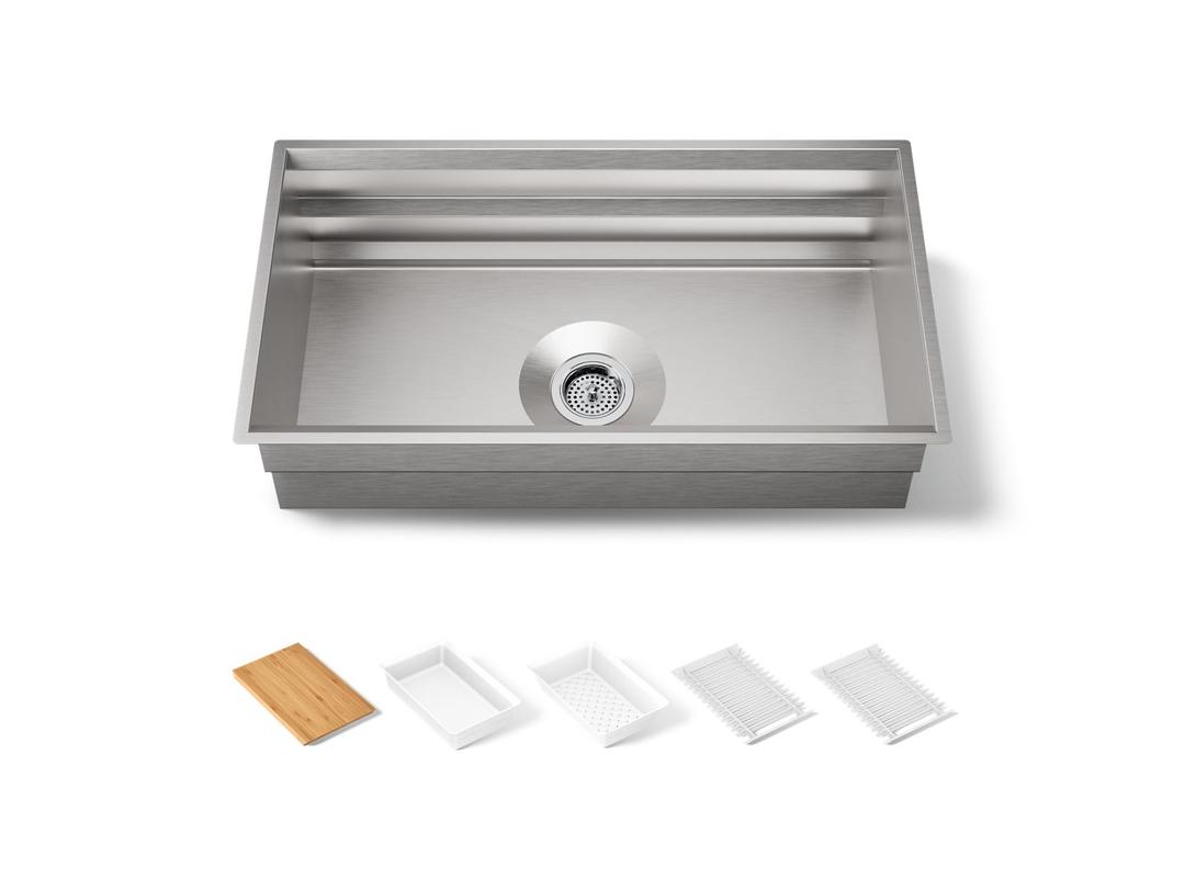 Kohler Prolific 33'' undermount single-bowl workstation kitchen sink - Stainless Steel by Kohler