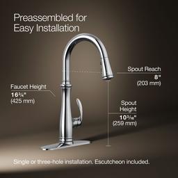 Bellera Pull-down kitchen sink faucet with three-function sprayhead - Polished Chrome - image 3