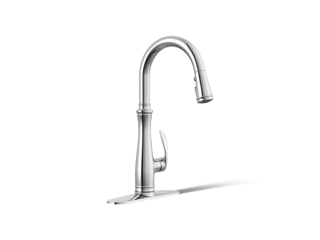 Bellera Pull-down kitchen sink faucet with three-function sprayhead - Polished Chrome by Kohler