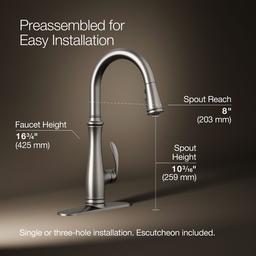 Bellera Pull-down kitchen sink faucet with three-function sprayhead - Vibrant Stainless - image 3