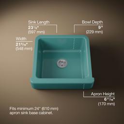 Kohler Whitehaven 23-1/2'' undermount single-bowl farmhouse kitchen sink - Teal - image 3