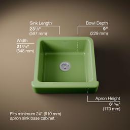 Kohler Whitehaven 23-1/2'' undermount single-bowl farmhouse kitchen sink - Fresh Green - image 3