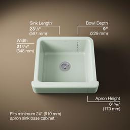 Kohler Whitehaven 23-1/2'' undermount single-bowl farmhouse kitchen sink - Aspen Green - image 3