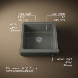 Kohler Whitehaven 23-1/2'' undermount single-bowl farmhouse kitchen sink - Thunder Grey - image 3