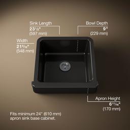 Kohler Whitehaven 23-1/2'' undermount single-bowl farmhouse kitchen sink - Black - image 3