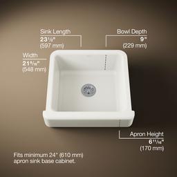 Kohler Whitehaven 23-1/2'' undermount single-bowl farmhouse kitchen sink - Biscuit - image 3