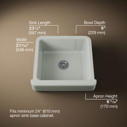 Kohler Whitehaven 23-1/2'' undermount single-bowl farmhouse kitchen sink - Sea Salt - image 3