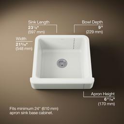 Kohler Whitehaven 23-1/2'' undermount single-bowl farmhouse kitchen sink - Dune - image 3