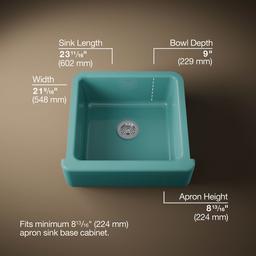 Kohler Whitehaven 23-1/2'' undermount single-bowl farmhouse kitchen sink - Teal - image 3