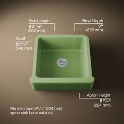 Kohler Whitehaven 23-1/2'' undermount single-bowl farmhouse kitchen sink - Fresh Green - image 3