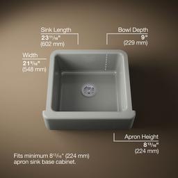 Kohler Whitehaven 23-1/2'' undermount single-bowl farmhouse kitchen sink - Thunder Grey - image 3