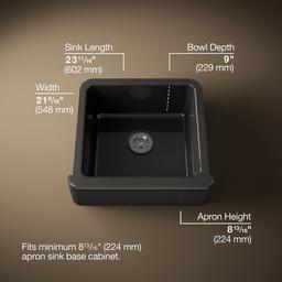 Kohler Whitehaven 23-1/2'' undermount single-bowl farmhouse kitchen sink - Black - image 3