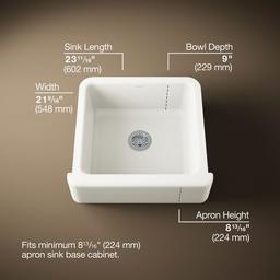 Kohler Whitehaven 23-1/2'' undermount single-bowl farmhouse kitchen sink - Biscuit - image 3