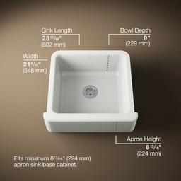 Kohler Whitehaven 23-1/2'' undermount single-bowl farmhouse kitchen sink - Sea Salt - image 3