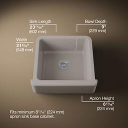 Kohler Whitehaven 23-1/2'' undermount single-bowl farmhouse kitchen sink - Truffle - image 3