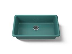 Kohler Iron/Tones 33'' top-/undermount single-bowl kitchen sink - Teal - image 1
