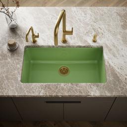 Kohler Iron/Tones 33'' top-/undermount single-bowl kitchen sink - Fresh Green - image 2