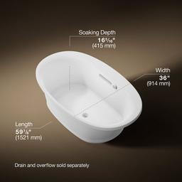 Kohler Underscore 59-3/4'' x 35-3/4'' drop-in Heated BubbleMassageE air bath with Bask heated surface - White - image 3