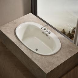 Kohler Underscore 59-3/4'' x 35-3/4'' drop-in Heated BubbleMassageE air bath with Bask heated surface - Biscuit - image 2