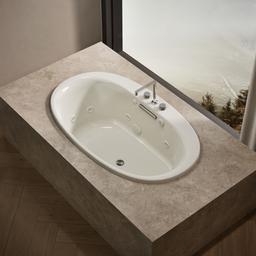 Kohler Underscore 59-3/4'' x 35-3/4'' drop-in Heated BubbleMassageE air bath with whirlpool - Biscuit - image 2