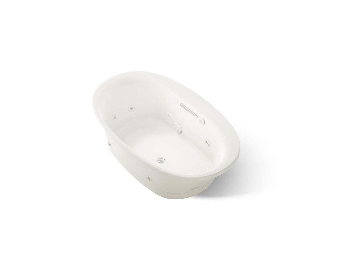 Kohler Underscore 59-3/4'' x 35-3/4'' drop-in Heated BubbleMassageE air bath with whirlpool - Biscuit by Kohler