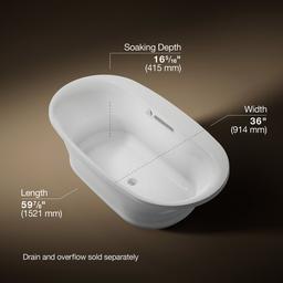 Kohler Underscore 66'' x 36'' drop-in Heated BubbleMassageE air bath with Bask heated surface - Ice Grey - image 3