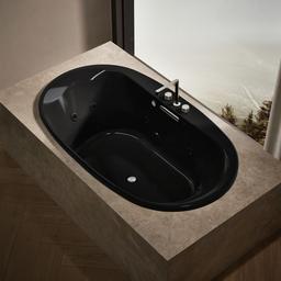 Kohler Underscore 71-1/2'' x 41-1/2'' drop-in Heated BubbleMassageE air bath with whirlpool - Black - image 2