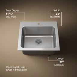 BalladE 25'' top-mount single-bowl utility sink - Stainless Steel - image 3